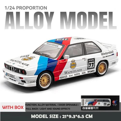 Simulation 1:24 BMW M3 Racing Car Model with Sound Light Collection Diecast Toy