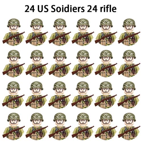 WWII Infantry Military Soldier War National Army Mini Gun Weapon Models Building Blocks Building Blocks Toys for Kids